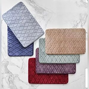 Broadhaven Elegant Scroll Memory Foam Bath Rug And Contour Rug Bundle